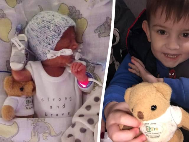 Conan spent weeks in hospital when he was born prematurely, but he has now made a full recovery.
