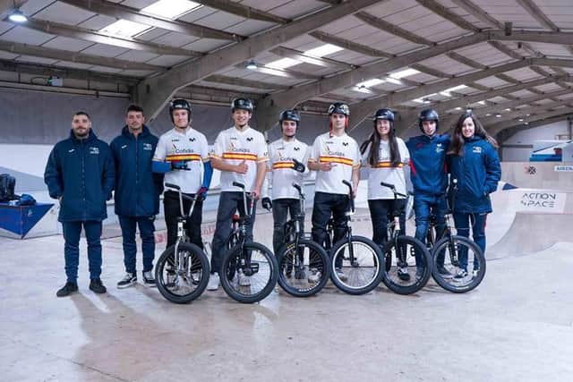 Spain’s under-23 national BMX freestyle team & coaches at Adrenaline Alley