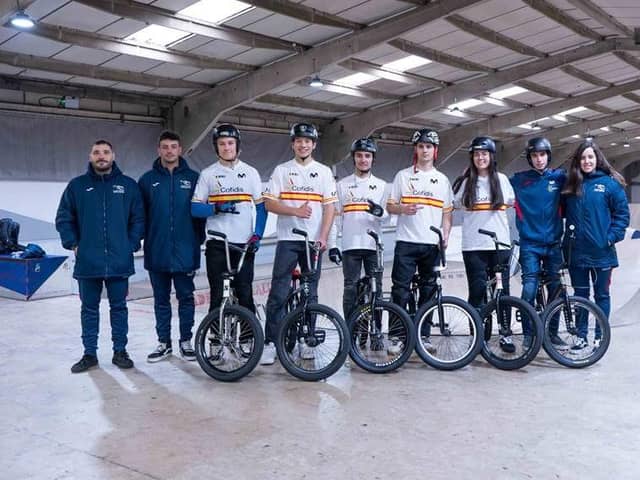 Spain’s under-23 national BMX freestyle team & coaches at Adrenaline Alley
