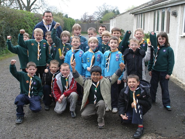 Gretton,St Georges Day Parade, leader Paul Wade and members of the 20th Corby Thoroughsale Ravens April 2006