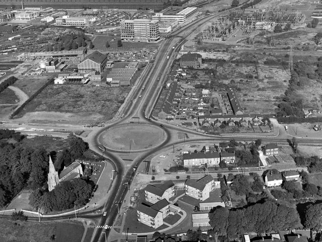 Corby Old Village 1970s with the steelworks in the background