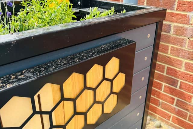 One of the Sustainable Urban Drainage planters, funded by Anglian Water Services and provided by BioScapes