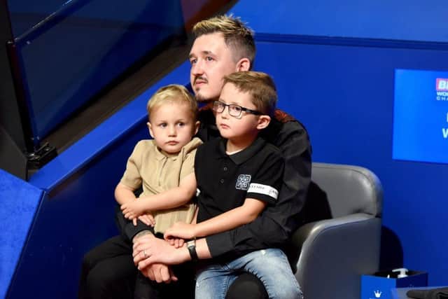 Kyren Wilson pictured with his sons Bailey (left) and Finley in 2020. Picture courtesy of World Snooker Tour