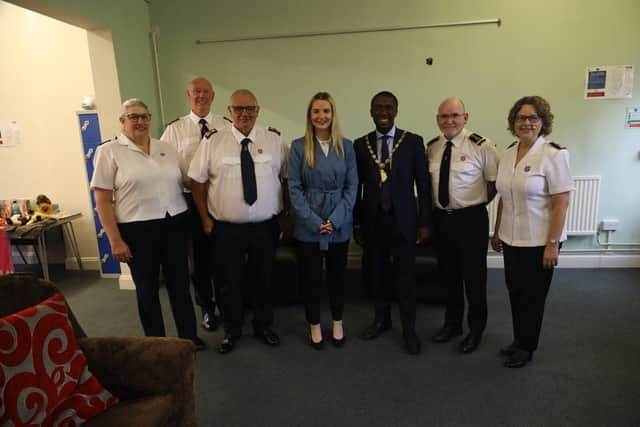 Kettering’s MP Rosie Wrighting and Deputy Mayor Councillor Alex Evelyn are pictured with (right) Gen