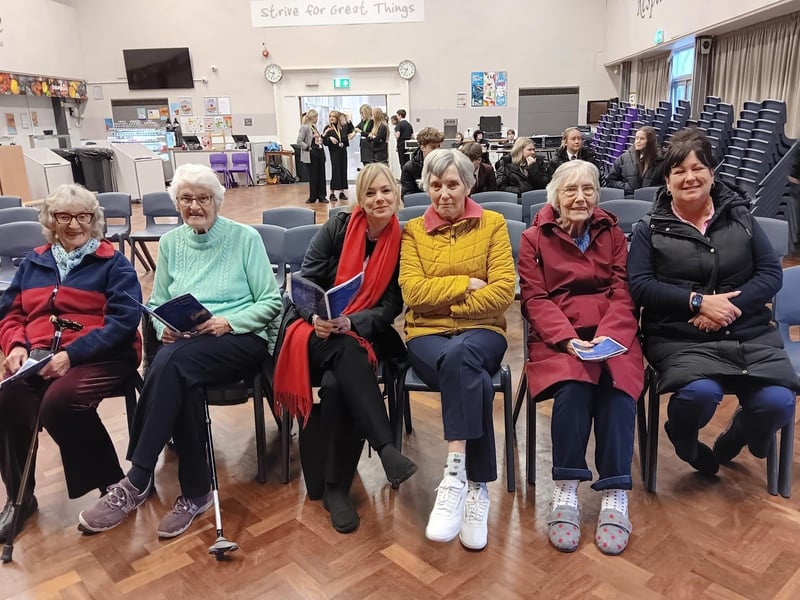 Staff and Residents from Brampton View Care home arrive for the performance
