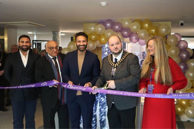 Ribbon cut by Cllr Craig Wheeler, Mayor of Thrapston, Chairman Abdul Kachra, Co-CEO Alykhan Kachra, Co-CEO Al-Karim Kachra & Home Manager Clare Hedge