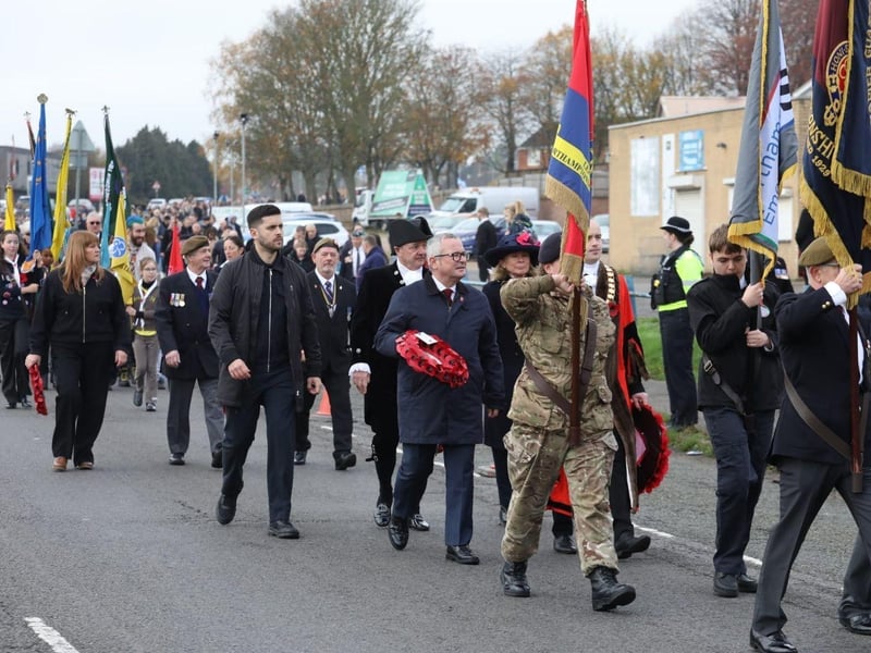 Corby RBL Remembrance Sunday parade and service at Corby War Memorial/