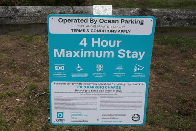 The signs warn that failure to comply will result in a £100 parking charge