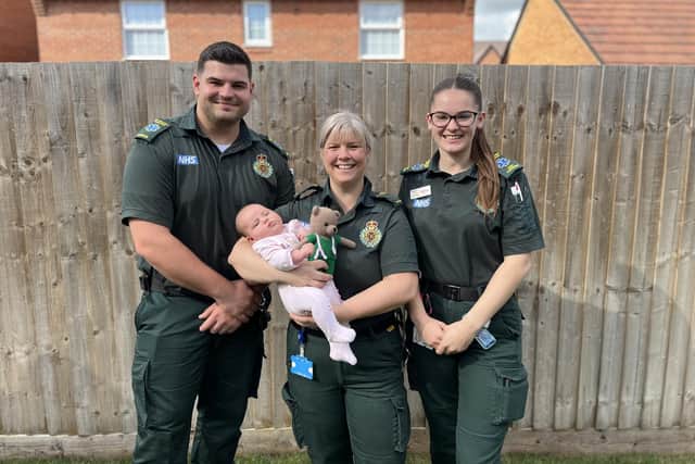 The ambulance crew with baby Imogen