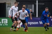 Corby Town skipper Jordon Crawford on the ball against Basford (Picture: Jim Darrah)
