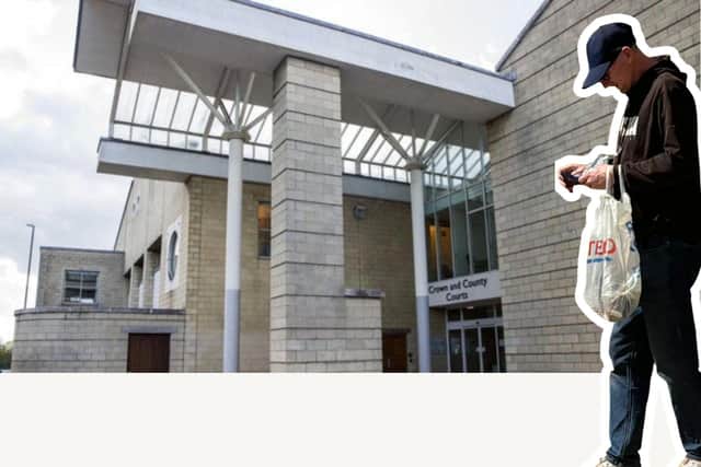 Stephen Donnelly on a previous visit to court, carrying his trusty Tesco bag. Image: NW
