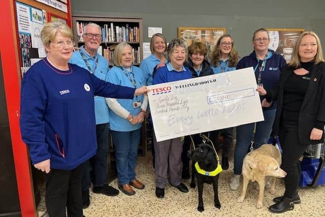 Tesco Presented a cheque to Wellingborough and Rushden Guide Dogs for £3800 after a year-long fundraising campaign