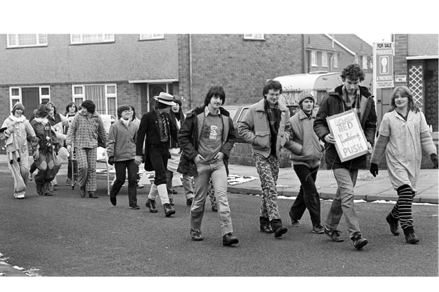 CHARITY BED PUSH FOR KGH KIDS WARD FROM BARTON SEAGRAVE 1981