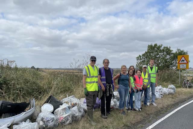 Selfless volunteers collected 55 bags of waste from Ditchford Lane this week
