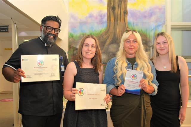 Ganesh Baliah, Gemma Stirling, Catherine McCaig and Gemma's daughter Olivia, 16.