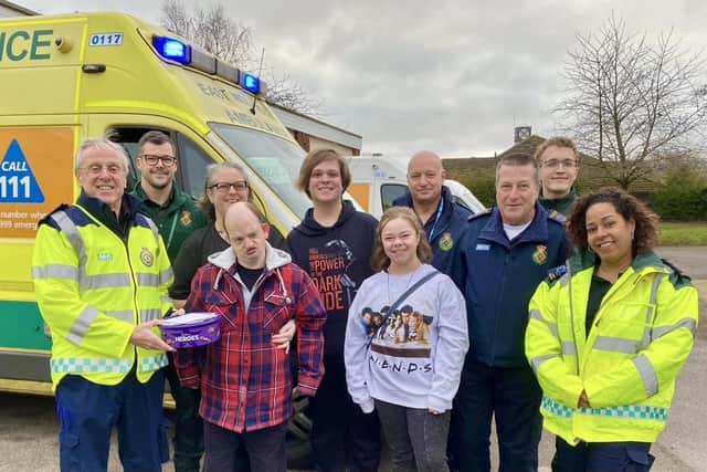 Nene Valley Community First Responders with the family at Wellingborough Ambulance Station