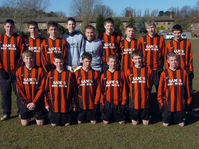 Corby Helenic Fisher under 15 football team 2006
Lewis Millar, Ben McIlvaney, Daniel Watson, David McIntyre, Matthew Garscadden, and Liam Baxter. Back: Anthony Farrell, Joe Gale, Dean King, David Allen, Aaron Briffa-Savage, Aaron Davies, Lee McMillan, Liam Mutch, and Gareth Coe.
