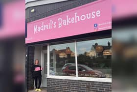 New owner, Samantha Haynes, outside her new coffee and cake shop, Madmil's Bakehouse, in Occupation Road