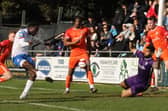 Joe Nketia fires AFC Rushden & Diamonds into the lead against Boldmere (Picture: Shaun Frankham)