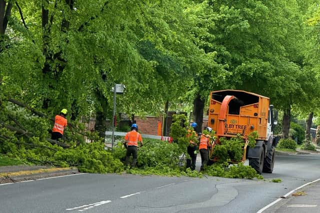 The clear-up effort in Bedford Road, Rushden yesterday (Tuesday)