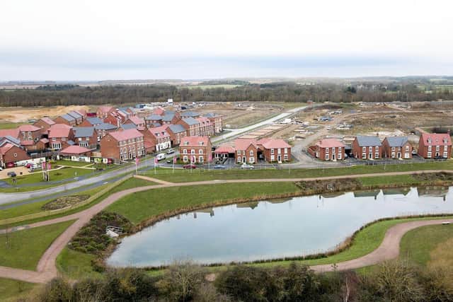 A drone shot of Kirby Woodlands, Northamptonshire, where Davidsons Homes are building a new community.