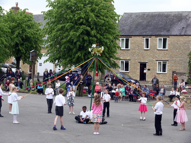 Brigstock: May Day celebrations with maypole dancing 2016