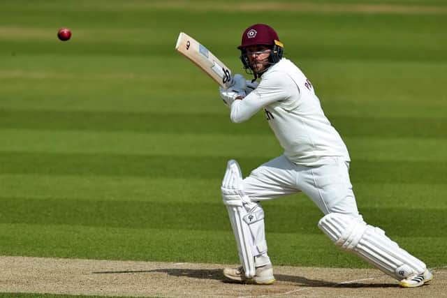 Luke Procter in action for Northants in their first innings against Yorkshire