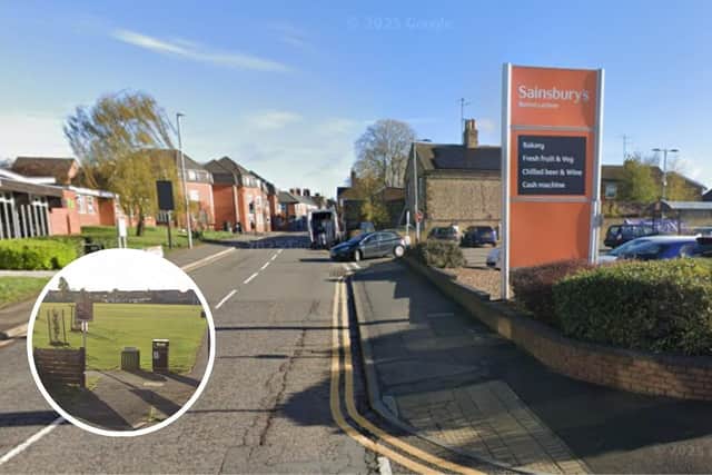 Burton Latimer High Street and inset Victoria Street entrance to the rec ground/Google