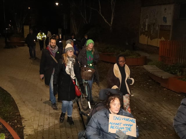 Reclaim the night march against domestic violence Kettering:women's march Kettering