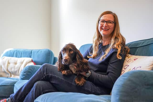 Michelle Hardwick with her hearing dog George