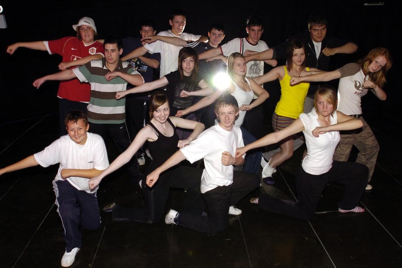 Pupils rehearsing for a drama show in 2007