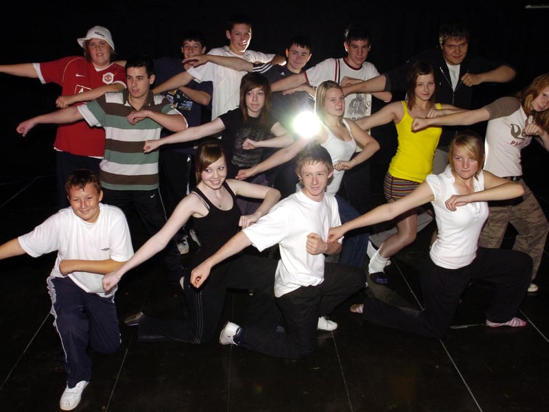 Pupils rehearsing for a drama show in 2007
