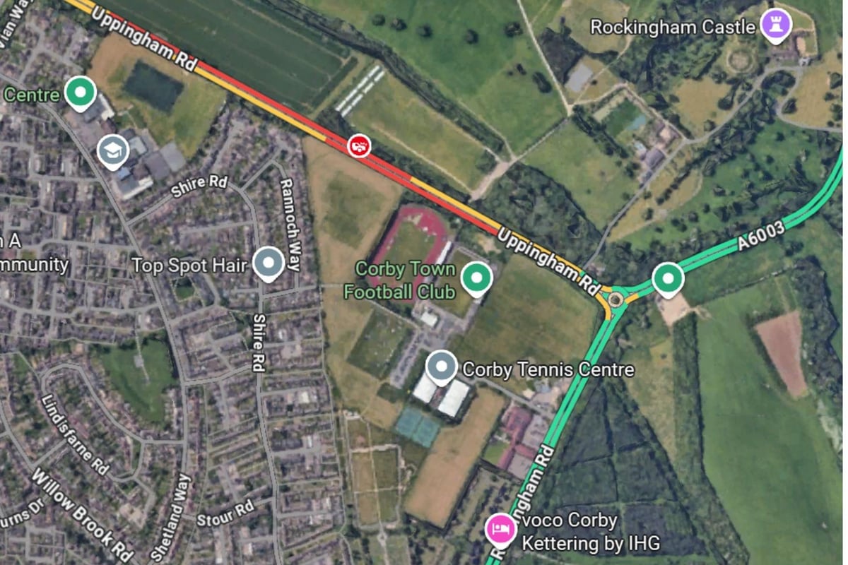 Corby main road closed after emergency services called to crash
