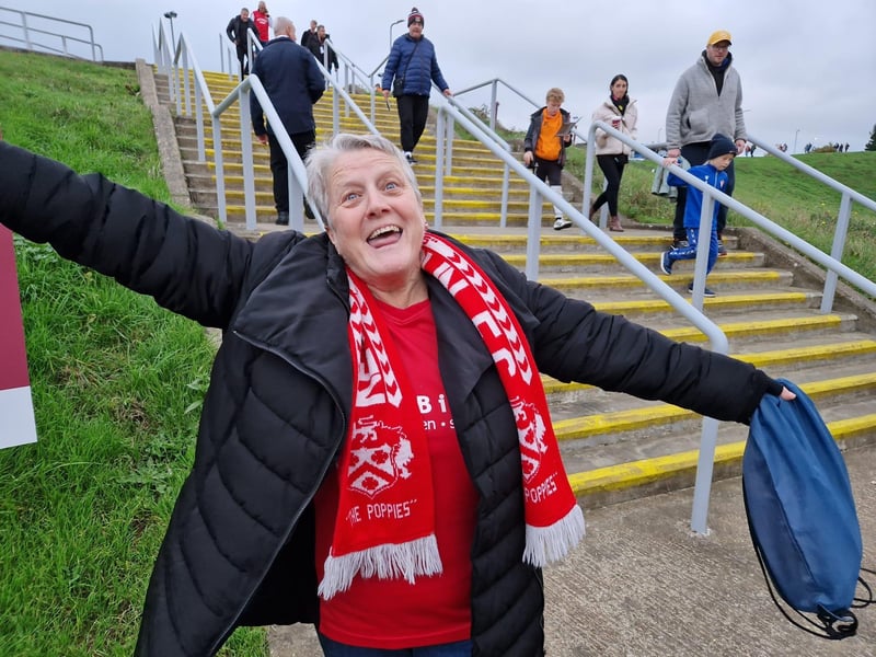 Poppies fans at the FA Cup first round game at Northampton Town