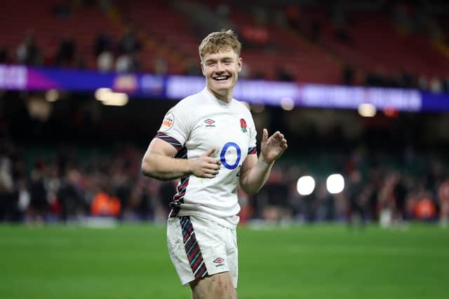 Fin Smith starts for Saints against Leicester on Friday night (photo by David Rogers/Getty Images)