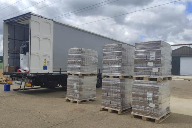 Palletised goods sent to Ukraine