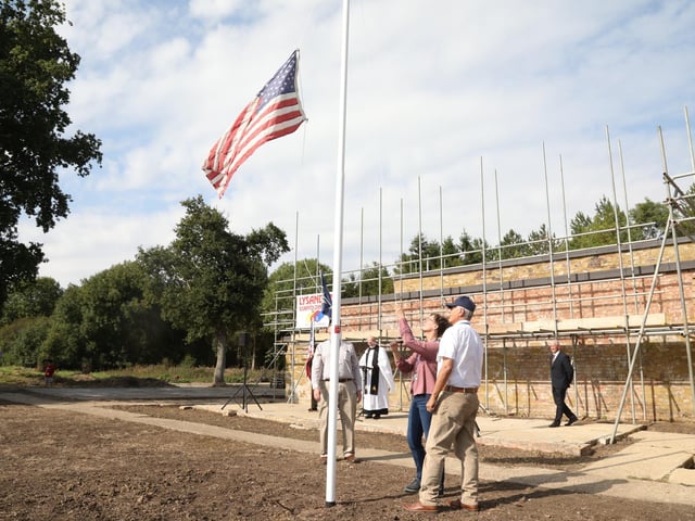Grafton Underwood US airbase museum volunteers welcome returning veteran and families of base personnel