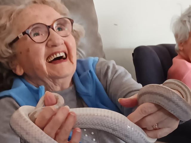 Delight was evident from the visit from resident Mamie