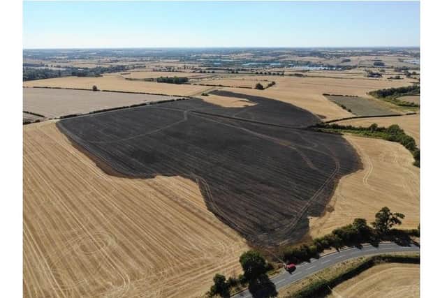 A drone picture showing the extent of field fire damage