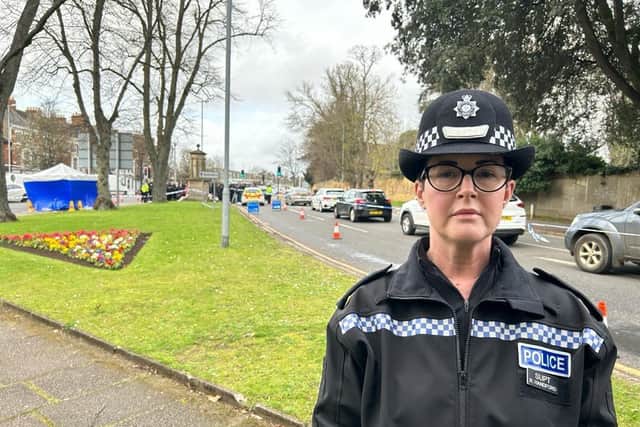 Superintendent Rachael Handford from Northamptonshire Police at the scene of the Kingsthorpe stabbing.