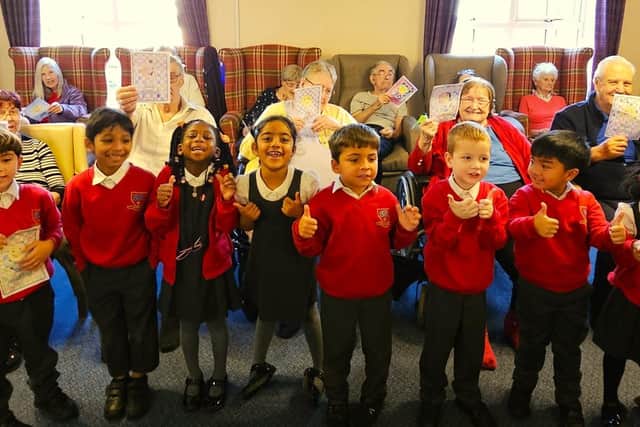 World Kindness Day Celebrations at Elm Bank Care Home in Kettering with children from St Thomas More  School.