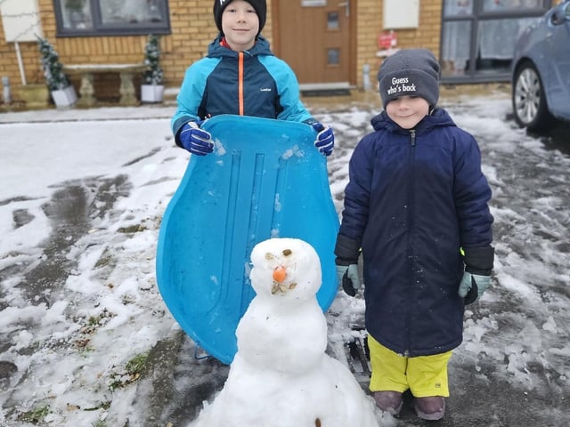 A great effort by these lads with their snowman in Corby
