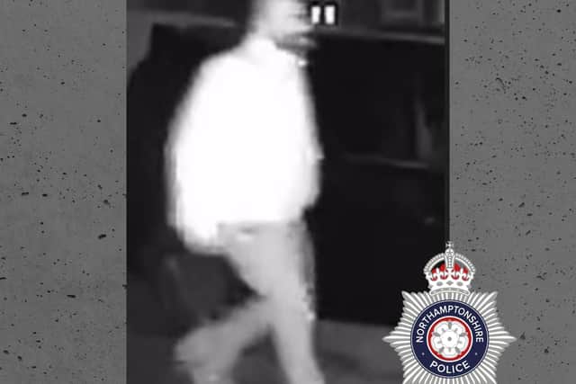 Police have released this CCTV image as part of their investigation into criminal damage in Dryden Street, Kettering