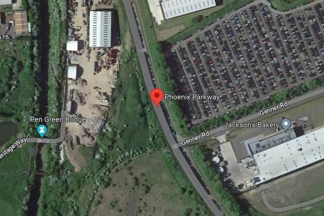 This small triangular piece of land south of Bailey's  in Corby is also on the market