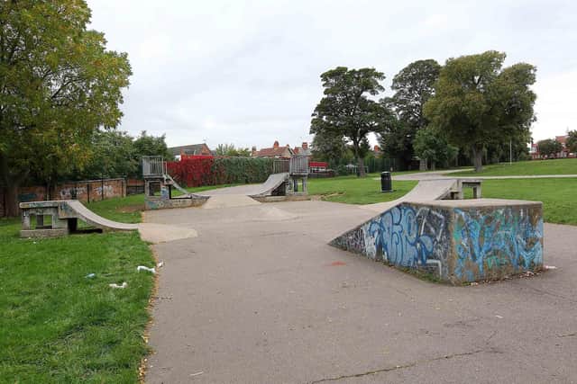 The skate park in Bassetts Park, Wellingborough