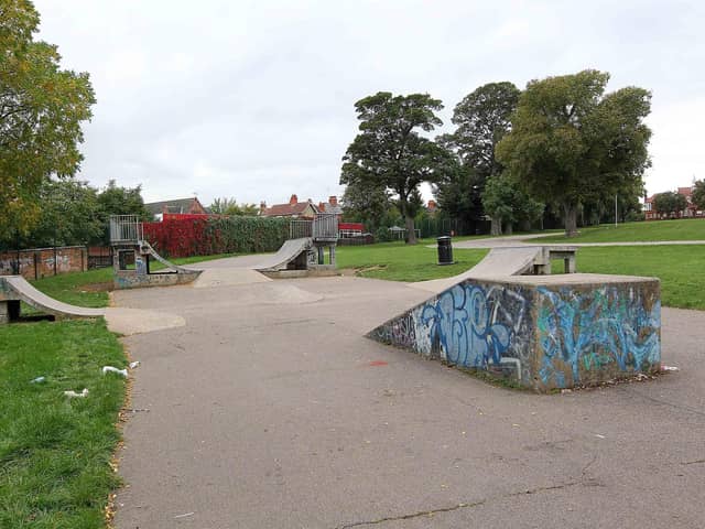 The skate park in Bassetts Park, Wellingborough