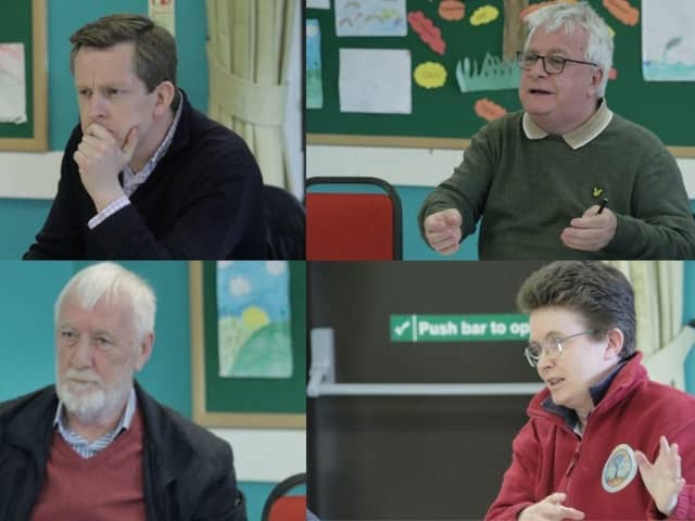 Corby MP Tom Pursglove (top-left), Cllr Mark Pengelly (top-right), Cllr William Colquhoun (bottom-left), and Marion Turner-Hawes (bottom-right)