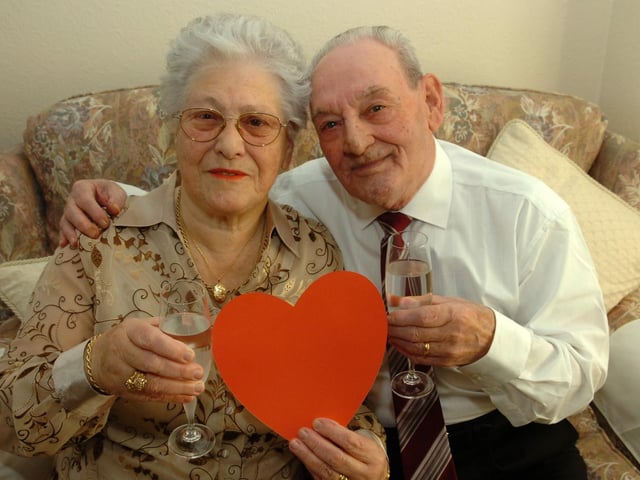 Bill and Mina Kearney who celebrate their 61st wedding anniversary on Valentines Day in Corby.  February 2008