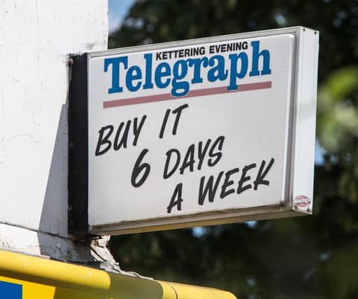 A sign from when the Northants Telegraph was published six days a week