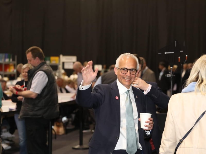 Ben Habib, deputy leader of Reform UK and its candidate for Wellingborough and Rushden arrives at the count